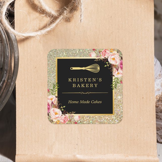 Sticker Carré Logo de Whisk Chef boulangerie | Parties scintilla (Créateur téléchargé)