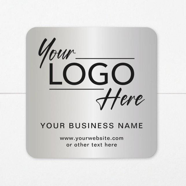 Sticker Carré Logo d'entreprise Argent (Créateur téléchargé)