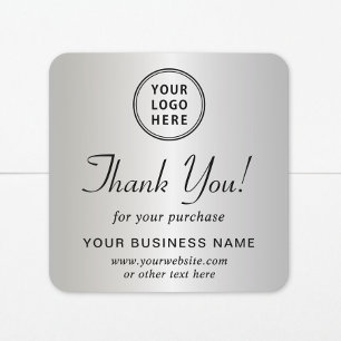 Sticker Carré Logo d'entreprise Argent Merci