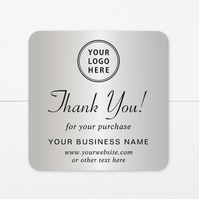 Sticker Carré Logo d'entreprise Argent Merci (Créateur téléchargé)