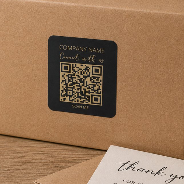 Sticker Carré Logo d'entreprise Code QR Noir Moderne (Créateur téléchargé)