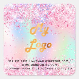 Sticker Carré Logo d'entreprise du salon d'affaires rose vif