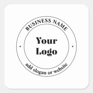 Sticker Carré Logo d'entreprise et texte promotionnel   Blanc