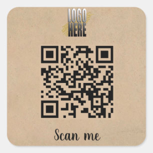 Sticker Carré Logo d'entreprise moderne de code QR sur Brown