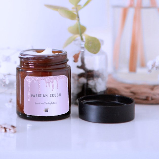 Sticker Carré Logo d'entreprise moderne Parties scintillant rose (Créateur téléchargé)