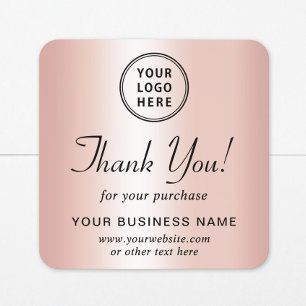 Sticker Carré Logo d'entreprise Rose Gold Merci