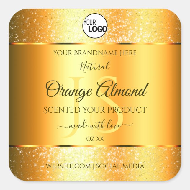 Sticker Carré Logo des initiales de Parties scintillant brillant (Devant)