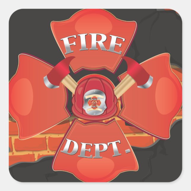 Sticker Carré Logo des pompiers (Devant)