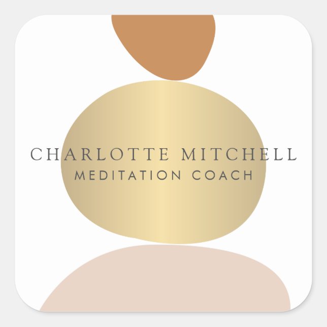 Sticker Carré Logo d'or de stones Zen Abstraits modernes (Devant)