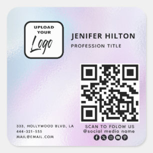 Sticker Carré Logo du code qr holographique médias sociaux