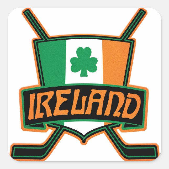 Sticker Carré Logo du drapeau de hockey sur glace irlandais (Devant)