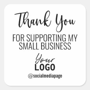 Sticker Carré Logo du Merci blanc pour la petite entreprise