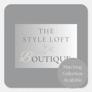 Sticker Carré Logo élégant de feuille de boutique pour une marqu