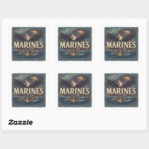 Sticker Carré Logo Emblème Vétéran Corps des Marines