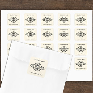 Sticker Carré Logo et site Web Carré personnalisé crème amande