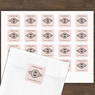 Sticker Carré Logo et site Web Carré personnalisé rose pâle