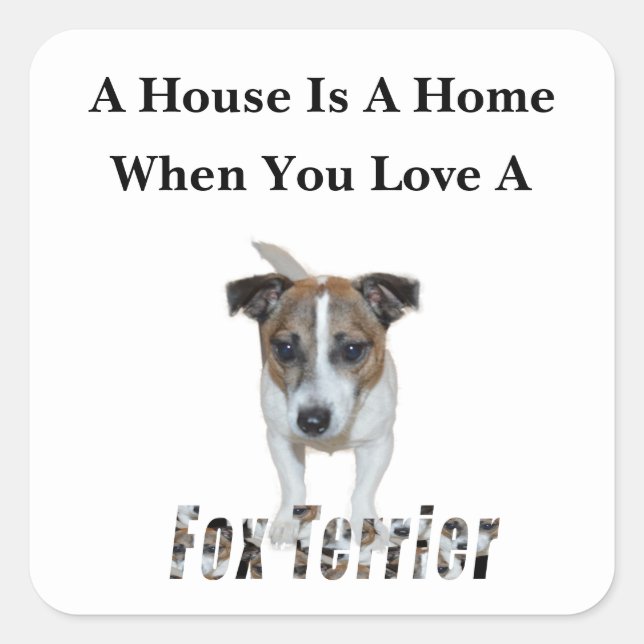 Sticker Carré Logo Fox Terrier Et Fox Terrier Love, (Devant)