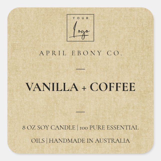 STICKER CARRÉ LOGO JAUNE SIMPLE ET ÉLÉGANT MINIMAL EN OCHER (Devant)