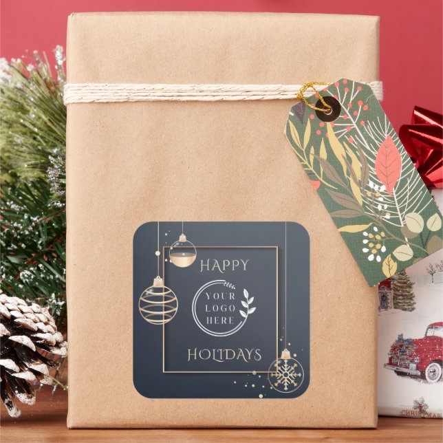 Sticker Carré Logo Joyeuses Fêtes Noël Entreprise Place moderne (vacances)