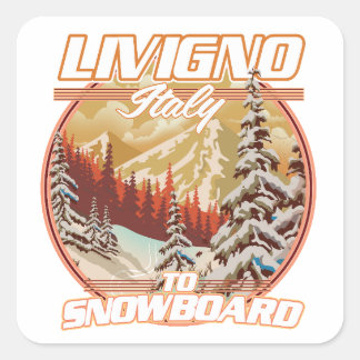 Sticker Carré Logo Livigno italy Snowboard