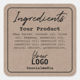 Sticker Carré Logo minimaliste moderne d'ingrédients Kraft