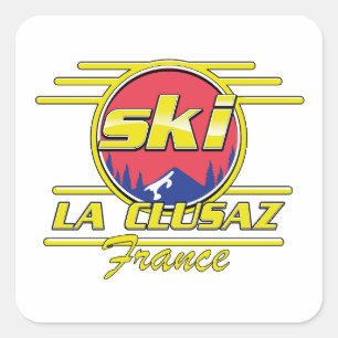 Sticker Carré Logo Morzine France Ski 80s