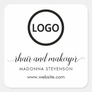 Sticker Carré Logo noir blanc simple typographie maquillage chev