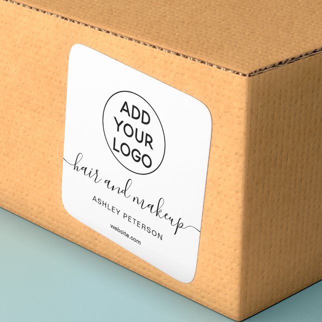 Sticker Carré Logo noir blanc simple typographie maquillage chev (Créateur téléchargé)