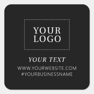 Sticker Carré Logo noir paquet personnalisé de remerciement pour