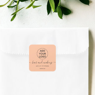 Sticker Carré Logo noir pêche simple typographie maquillage chev