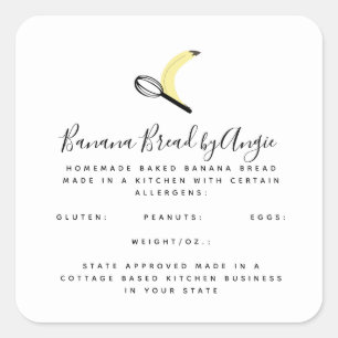 Sticker Carré Logo Pain Bananier Entreprise Alimentation Maison 