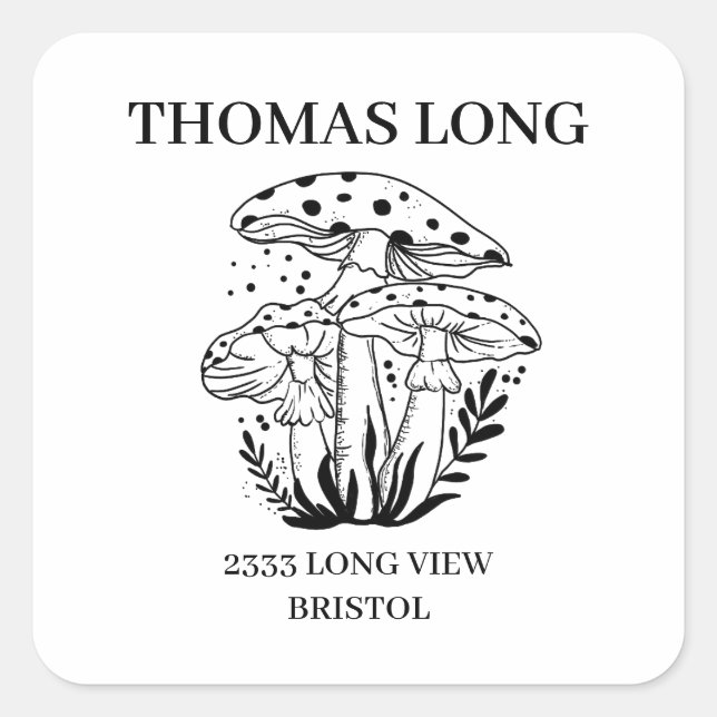 Sticker Carré Logo personnalisé Bois de champignon commerce bois (Devant)