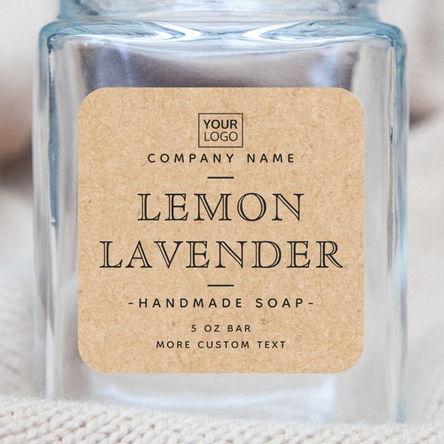 Sticker Carré Logo personnalisé carré Kraft papier look produit  (Créateur téléchargé)