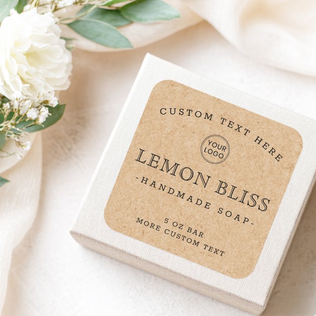 Sticker Carré Logo personnalisé Kraft look carré produit étiquet (Custom logo Kraft look paper square product labels)