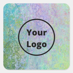 Sticker Carré Logo personnalisé marbre vert et violet