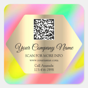 Sticker Carré Logo personnalisé QR Code promo Ombre Holographe