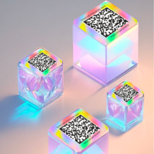 Sticker Carré Logo personnalisé QR Code Scan Me Name Rainbow