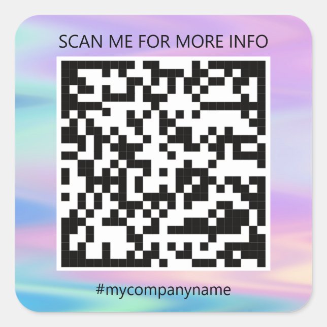 Sticker Carré Logo personnalisé QR Code Scan Me Nom Holographe (Devant)