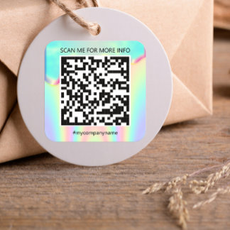 Sticker Carré Logo personnalisé QR Code Scan Me Nom Holographiqu