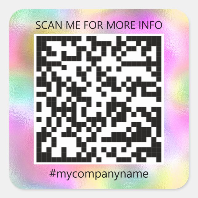 Sticker Carré Logo personnalisé QR Code Scan Me Nom Rose (Devant)