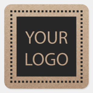 Sticker Carré Logo personnalisé Rustique Kraft Minimaliste