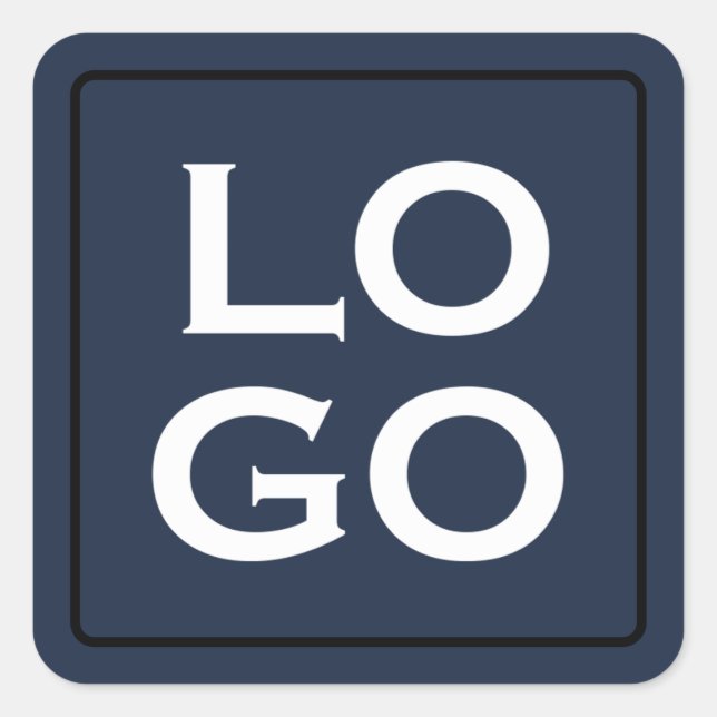 Sticker Carré Logo personnalisé sur bleu marine avec cadre (Devant)