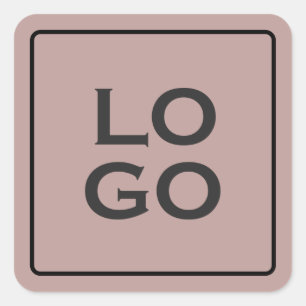 Sticker Carré Logo personnalisé sur rose poussiéreux avec cadre