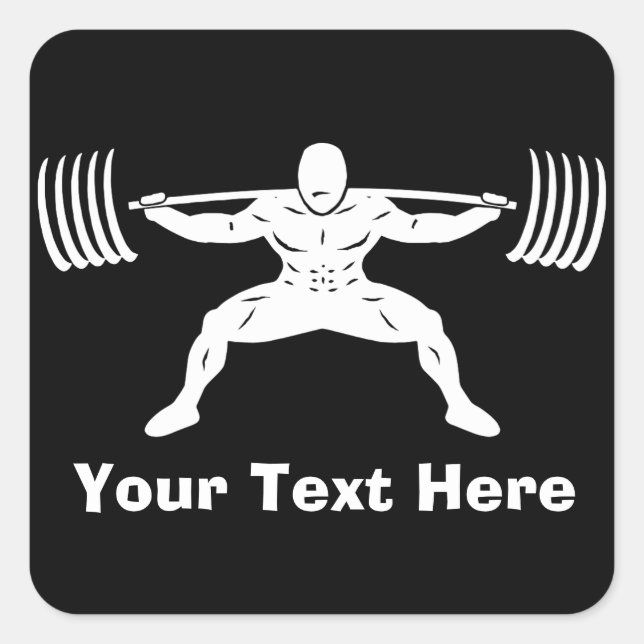 Sticker Carré Logo Power Squat "POWER LIFTING" - Personnalisable (Devant)