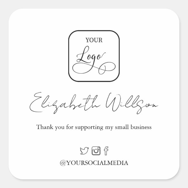 Sticker Carré Logo promotionnel personnalisé simple (Devant)
