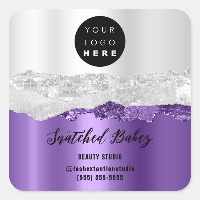 Sticker Carré Logo QRCode Boutique en ligne touche gris argent v (Devant)