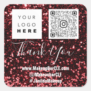 Sticker Carré Logo QRCode Nom Remerciement Parties scintillant S