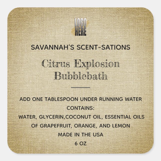 Sticker Carré Logo Rustique modifiable Spa produit autogéré (Devant)