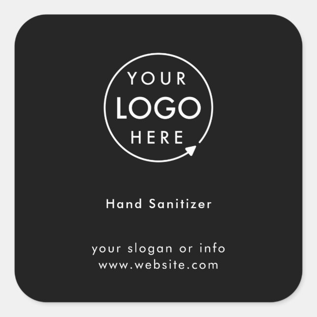 Sticker Carré Logo Sanitizer | Black Covid-19 Business (Devant)