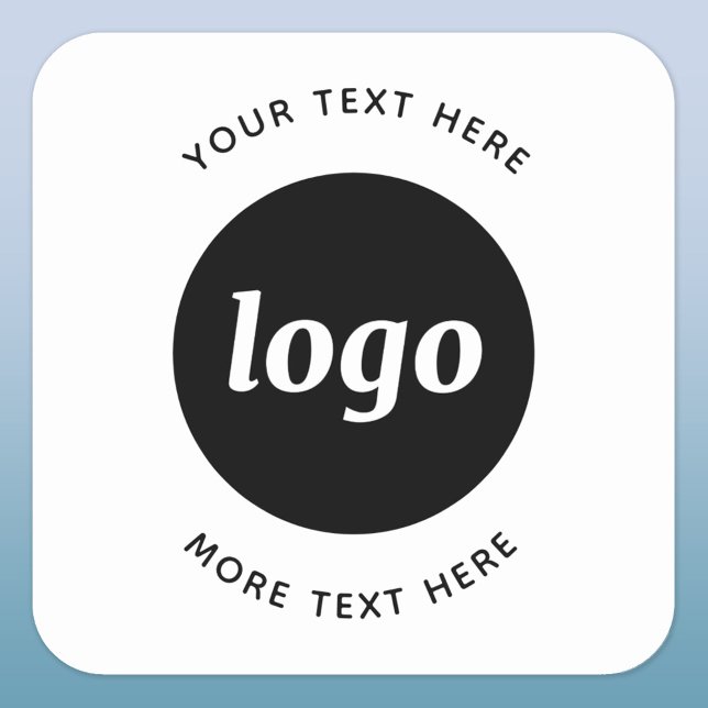Sticker Carré Logo Simple Avec Entreprise Texte (Logo and custom text business promotional sticker)